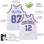 Jersey Basketball Blue-Orange Throwback Custom Authentic White
