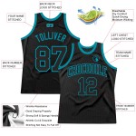Basketball Jersey Throwback Black Black-Teal Custom Authentic