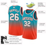 Authentic Jersey White-Orange Custom Basketball Teal Fashion Fade