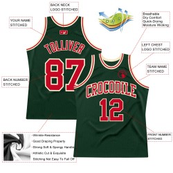 Throwback Hunter Basketball Custom Green Red-Cream Jersey Authentic