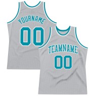 Gray Basketball Custom Authentic Teal-White Jersey Throwback