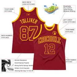 Maroon Basketball Throwback Jersey Custom Maroon-Gold Authentic