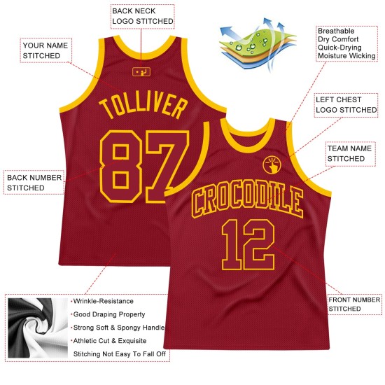 Maroon Basketball Throwback Jersey Custom Maroon-Gold Authentic Maroon Basketball Throwback Jersey Custom Maroon-Gold Authentic