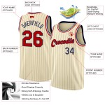 Custom Basketball Pinstripe Red-Black Authentic Navy Cream Jersey Custom Basketball Pinstripe Red-Black Authentic Navy Cream Jersey