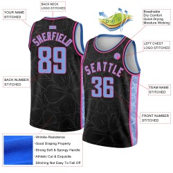 Flowers Authentic Light Black Blue-Pink Edition Jersey Basketball Custom City