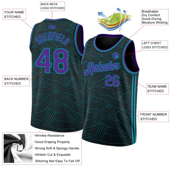 Black Purple-Teal City Basketball Authentic Custom Edition Jersey Black Purple-Teal City Basketball Authentic Custom Edition Jersey