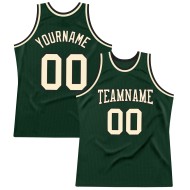 Custom Basketball Authentic Throwback Green Hunter Jersey Cream-Black