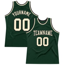 Custom Basketball Authentic Throwback Green Hunter Jersey Cream-Black