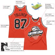 Black-White Custom Authentic Orange Basketball Throwback Jersey