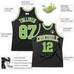 Jersey Green-White Pinstripe Custom Authentic Basketball White Black Neon