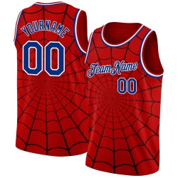 Pattern Spider Jersey Design Royal-White 3D Authentic Custom Web Basketball Red