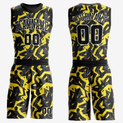 Suit Jersey Round Gold Black-White Basketball Sublimation Custom Neck