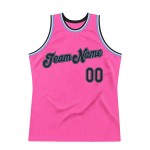 Authentic Throwback Pink Blue Jersey Custom Basketball Black-Light