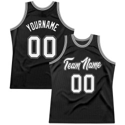 White-Gray Authentic Basketball Black Jersey Custom Throwback