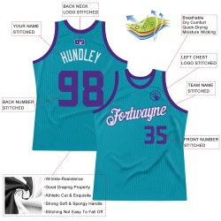 Purple-White Teal Custom Jersey Authentic Basketball Throwback