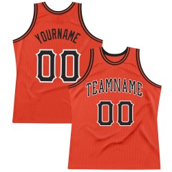 Custom Authentic Throwback Basketball Black-White Orange Jersey