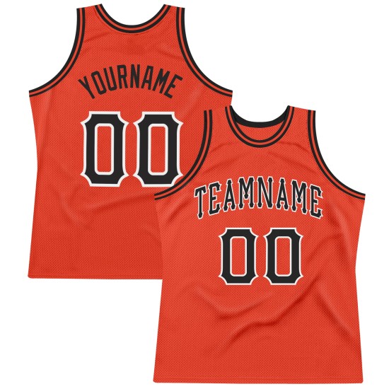 Custom Authentic Throwback Basketball Black-White Orange Jersey