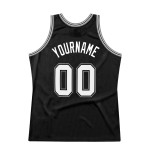 White-Gray Authentic Basketball Black Jersey Custom Throwback