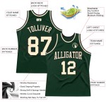 Custom Basketball Authentic Throwback Green Hunter Jersey Cream-Black Custom Basketball Authentic Throwback Green Hunter Jersey Cream-Black